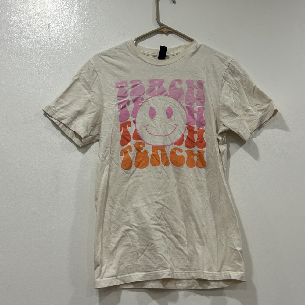 Smiley Face Graphic Kids T-Shirt - Pink and Orange